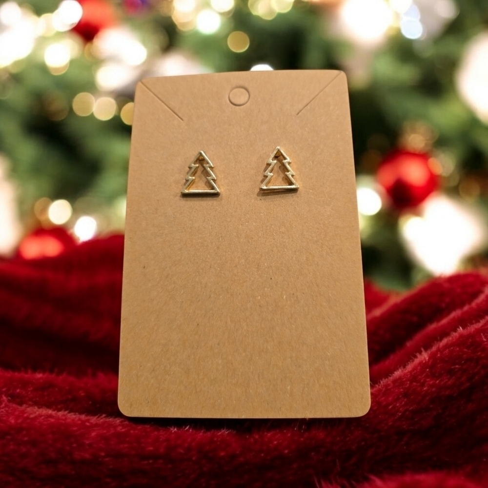 Gold Plated Christmas Tree Stud Earrings
